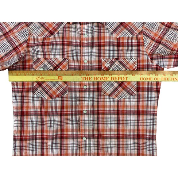 Wrangler Retro Western Shirt‎ MVR419M Red Plaid Short Sleeve Pearl Snap Small - Picture 5 of 7